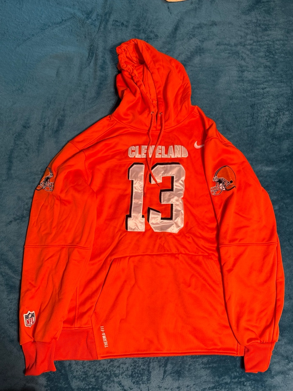 Team Apparel Orange Cleveland #13 Hooded Pullover